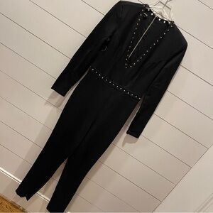 BeBe Black Studded Jumpsuit Womens Size 10 NWOT